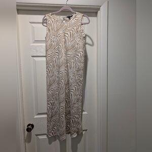 Banana Republic Factory Zebra Print Midi Dress - Cream and Brown